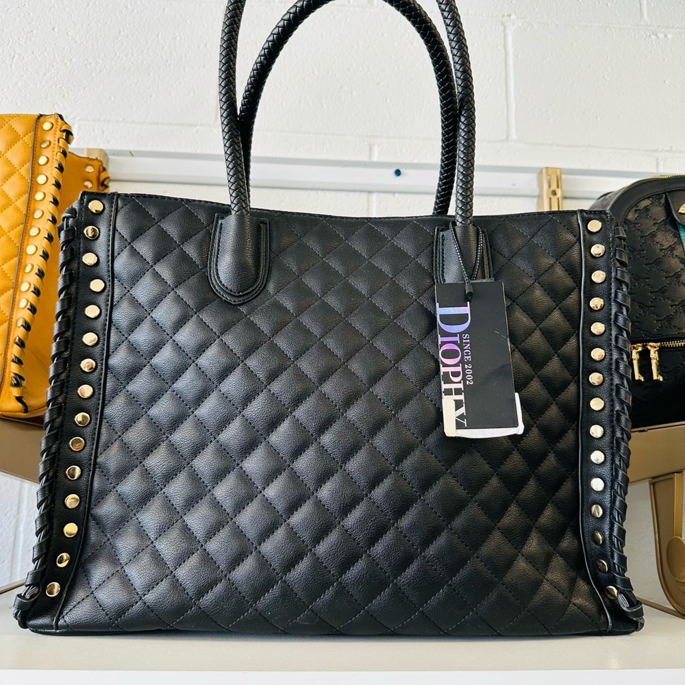 Black Quilted Women's Tote Bag